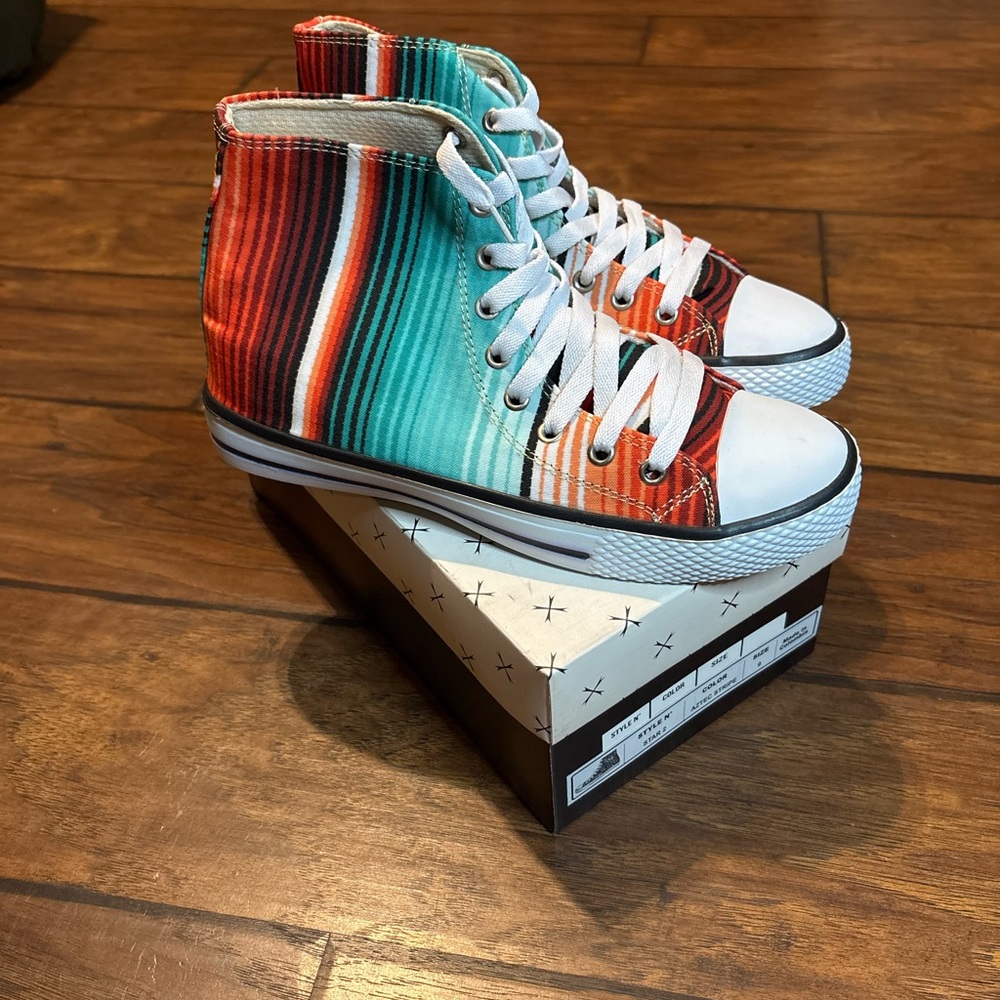 Colorful Striped High-Top Sneakers